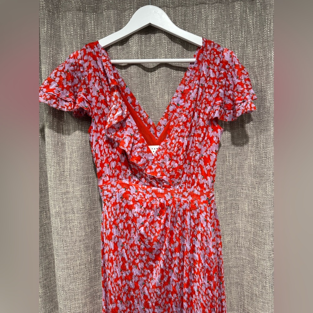 Tanya Taylor Red and White Ruffled Maxi Dress - Picture 3 of 7